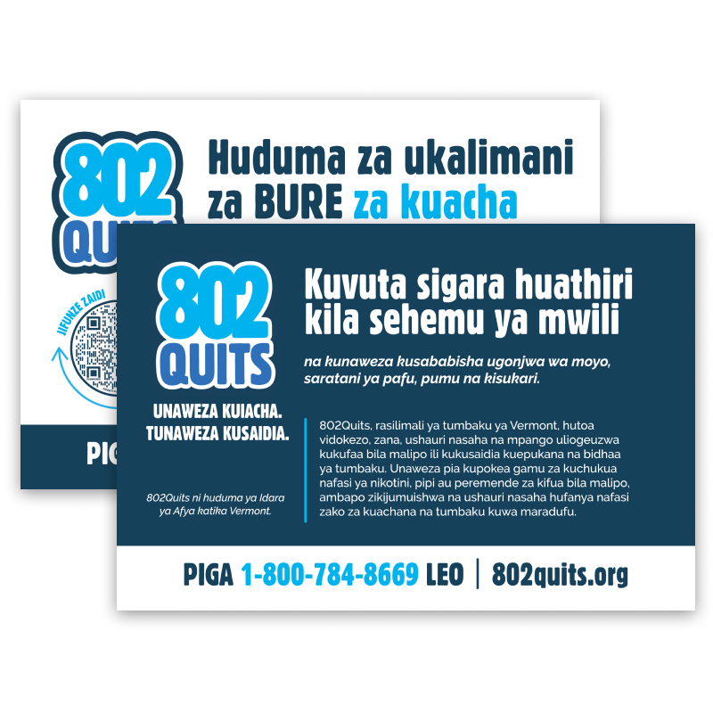 802Quits Translated Postcard - Swahili